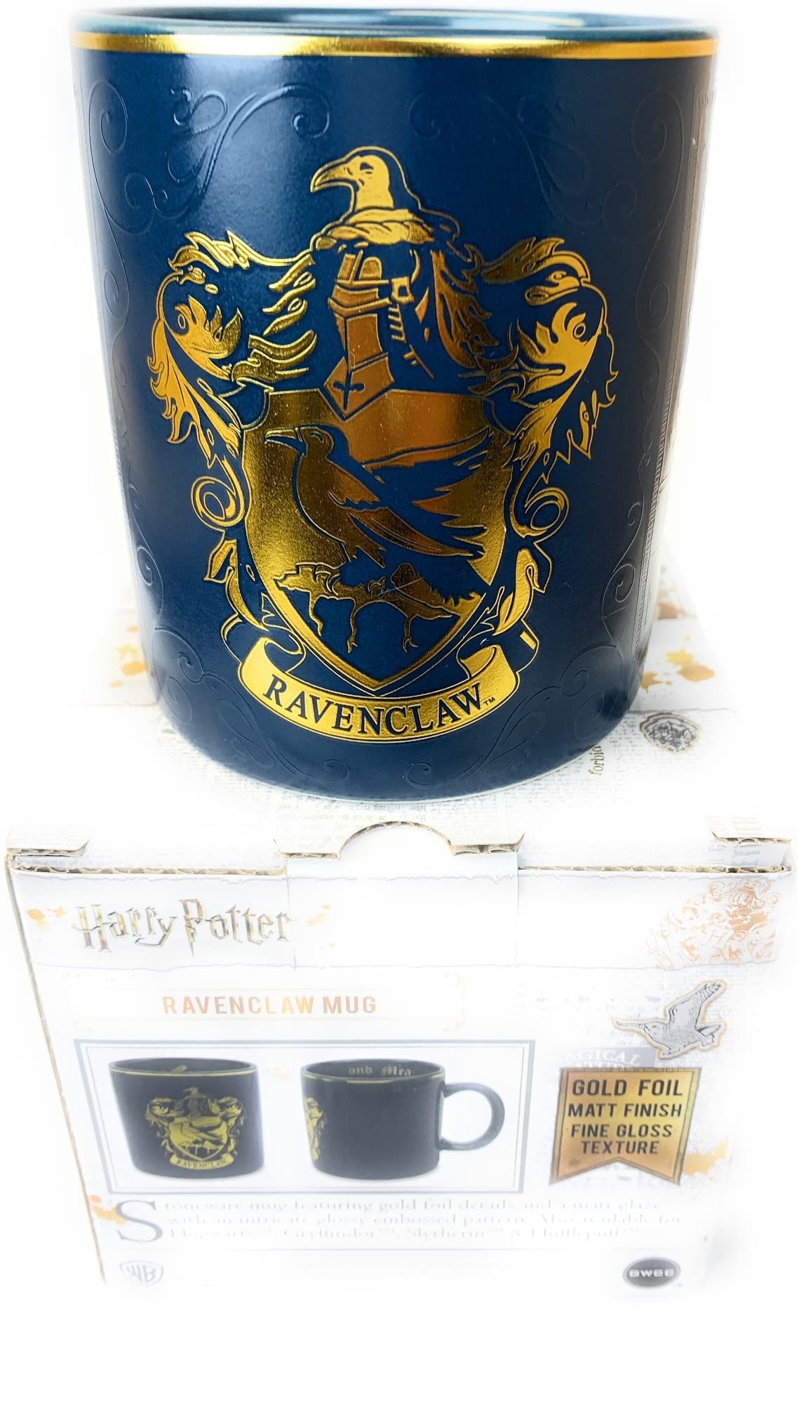 GWCC Official Harry Potter Ravenclaw Mug with Gold Foil and Embossed 3D Logo in a Box