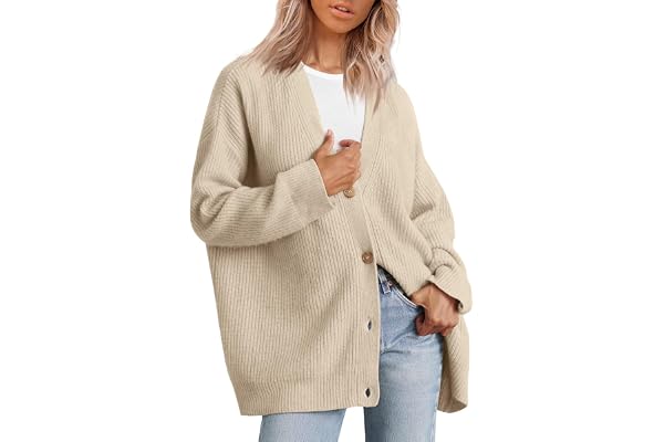 LILLUSORY Women's Cardigan 2023 Open Front Oversized Button Lightweight Sweaters V Neck Loose Cardigans Knit Outwear