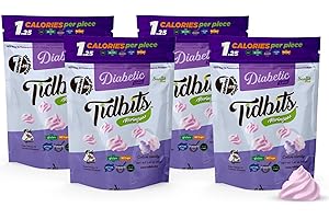 TIDBITS FUN BITES Meringues Cotton Candy Flavor DIABETIC 4 Pack, Low Carb, Low Calorie, Gluten-Free, Sugar-Free, and Dairy-Free Healthy Snack