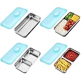 Toyosport 4 Pcs Stainless Steel Snack Containers, Grab and Go Snack Containers, Double Compartment, Reusable, Food Grade Sealable Bento Box with Lid, Ideal for Office Lunch Travel