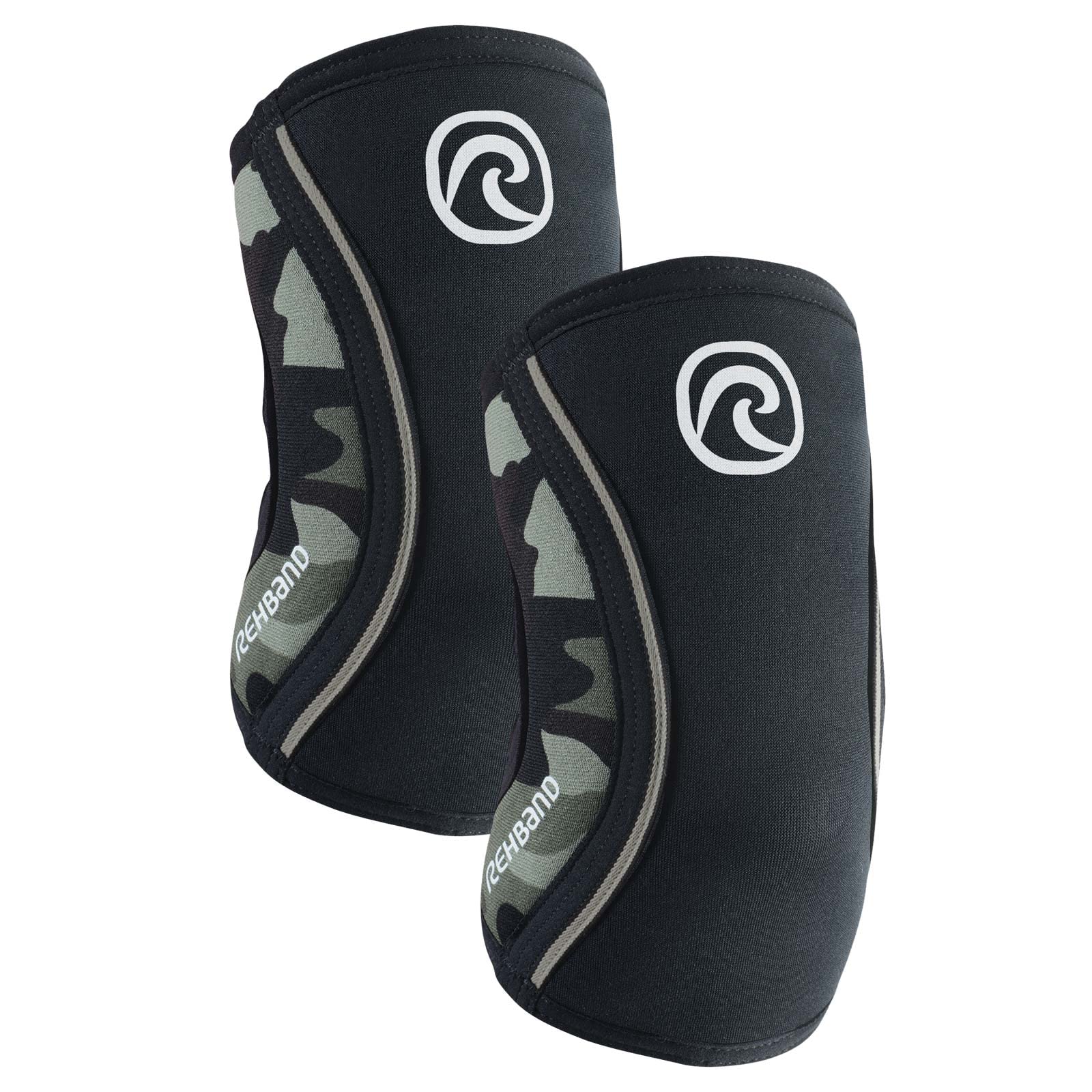 Rehband Elbow 5mm Compression Sleeve, Neoprene Elbow Sleeves for Weightlifting, Anatomical Design, Non-Slip & Close Fitting, Elbow Support Unisex, Colour:Camo - 1 Pair, Size:Medium