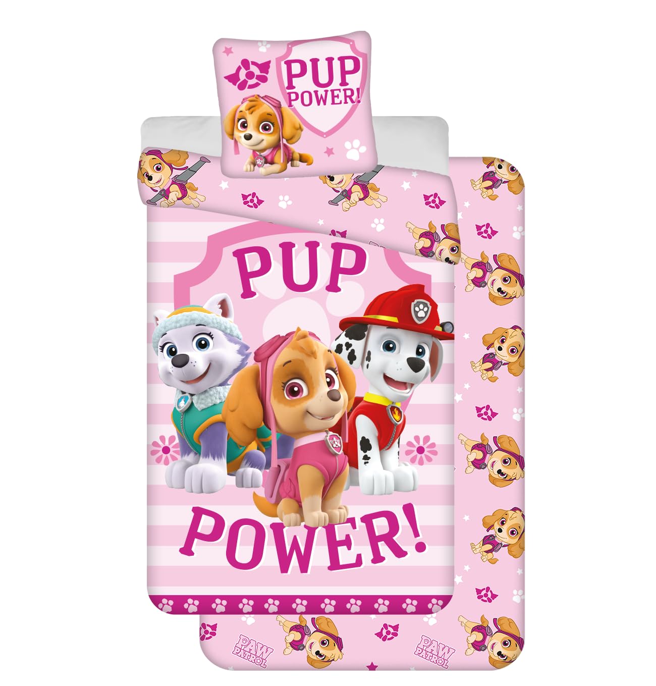 Paw Patrol 3-Piece Bedding Set, 100% Cotton, Duvet Cover 140 x 200 cm + Pillowcase 65 x 65 cm + Fitted Sheet 90 x 200 cm …