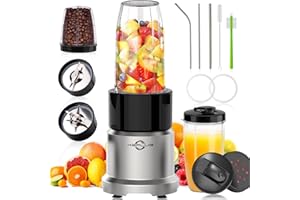 KEPLUG Personal Blender for Shakes and Smoothies, 6-Leaf Blenders for Kitchen 850W, 17 Pieces Smoothie Blender with Grinder, 2 * 20oz To-Go Cups, Countertop Blender for Fruits, Protein Drinks, Ices