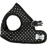 Puppia Dotty Step-in Vest Dog Harness No Pull No Choke Easy Wear Training Walking for Small Dog, Large, Black