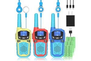 WOKTOK 3 Walkie-Talkies for Kid, Outdoor Toys for Boys and Girls, Rechargeable Long Distance Walkie-Talkies, Suitable for Camping Hiking Birthday Gift