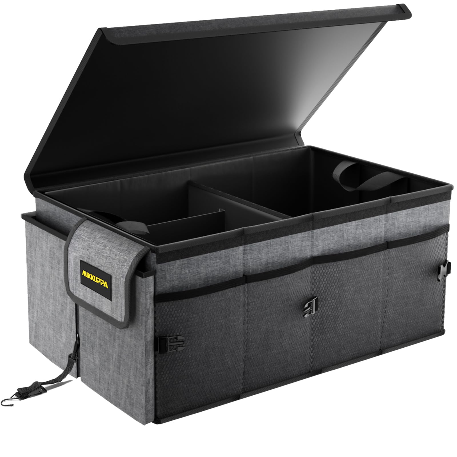 MIKKUPPA Car Trunk Organizer - 65L Collapsible Trunk Organizer with Lid, Sturdy Car Storage for SUV Auto Truck Van with Adjustable Straps and Non Slip Bottom (Gray) Image