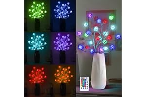IJG Valentine's Day Gift Rose Tree Lamp 16 Color-Changing, Table Tree Light with Remote, Girls Gift for Mom Flower Lamp for Bedroom Wedding Birthday Decor