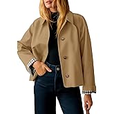 Tankaneo Womens Cropped Trench Coat Lightweight Single Breasted Jacket Fall Windbreaker Fashion Outerwear