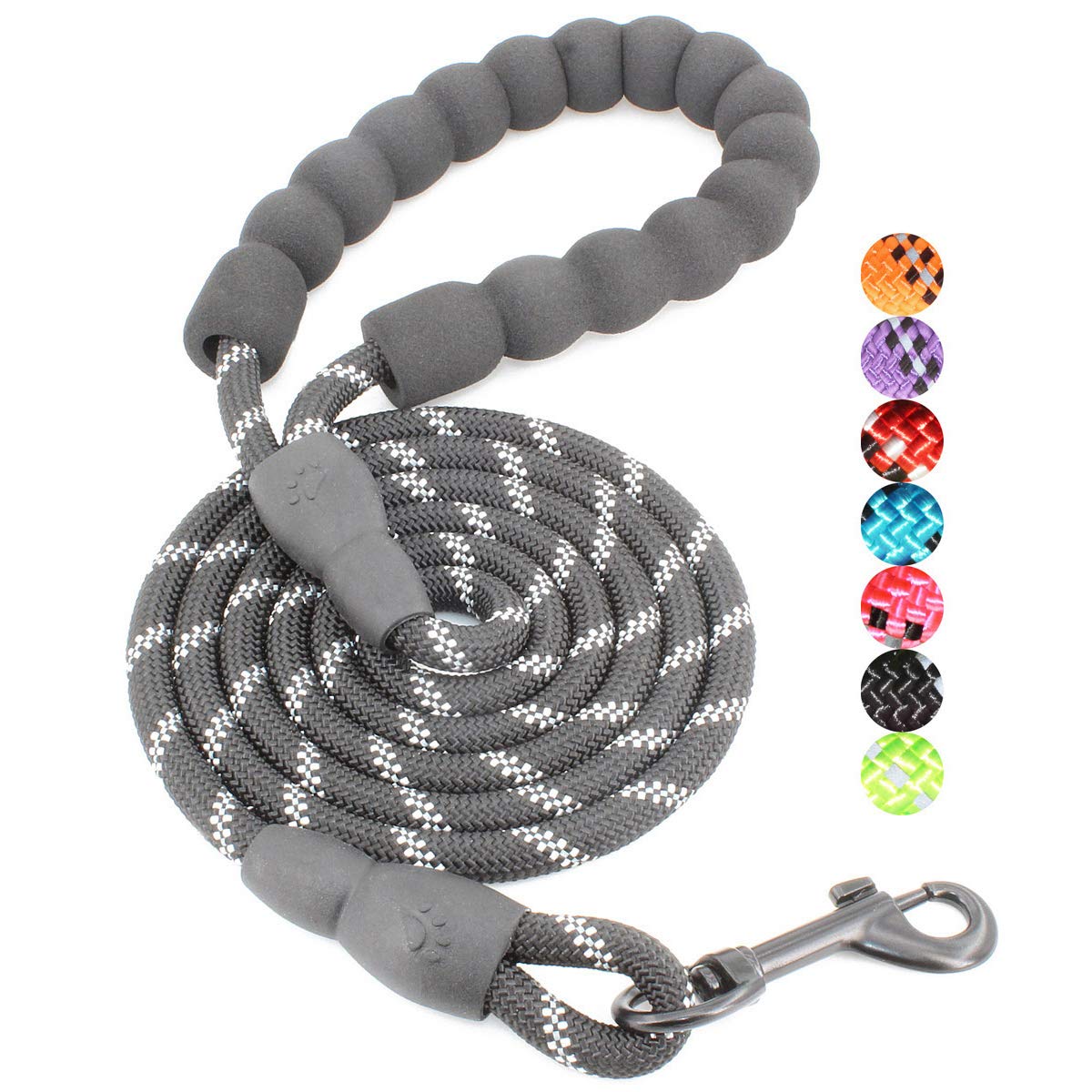 BAAPET 2/4/5/6 FT Dog Leash with Comfortable Padded Handle and Highly Reflective Threads for Small Medium and Large Dogs (5FT-1/3'', Black) — image 1
