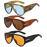 NLEYANB 3-Pack Oversized Aviator Sunglasses, Retro Frame UV400 Protection Unisex (Women & Men) Bulk Party Accessories