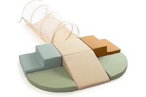 ZICOTO Fun Climbing Toy Set for Toddlers Aged 1-3 - Incl. Crawl Through Tunnel & PU-Leather Climbing Blocks for Unlimited Indoor Fun - Perfect Foam Play Gym for Baby/Kids to Safely Learn New Skills