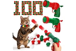 Mity rain 102PCS Cat Ball Launchers & Pom Pom Balls Interactive Cat Toy Set – Safe Soft Plush Kitten Toys for Indoor Cats, Fun Kitten Toys for Endless Active Play (Christmas)