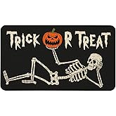 Roszwtit Halloween Skull Door Mat 30 X 17 Inch Trick or Treat Doormat Indoor Outdoor Entrance Floor Mat Non Slip Halloween Decor Rubber Welcome Mats