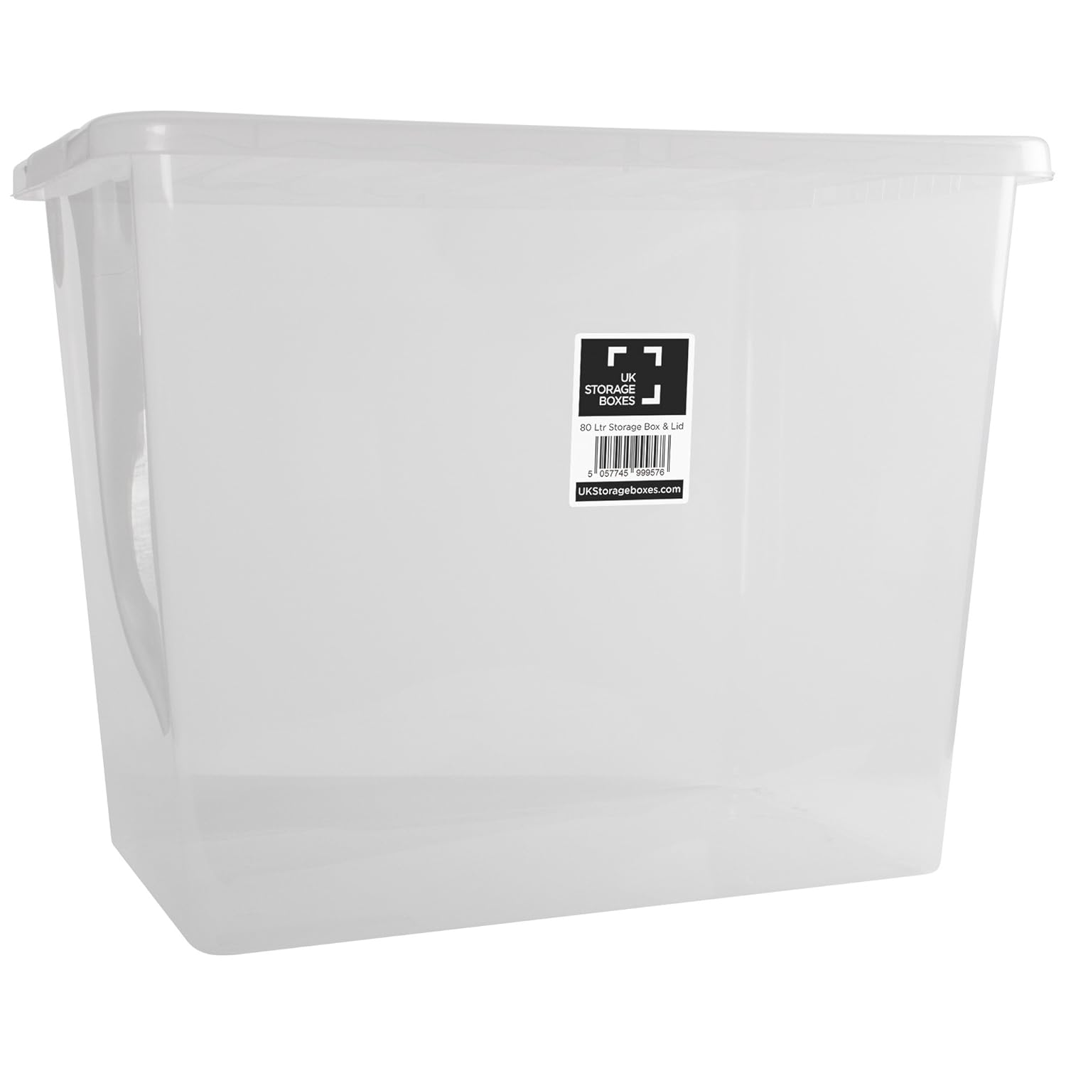 Clear Plastic Storage Box with Lid 80 L Pack of 10 Transparent