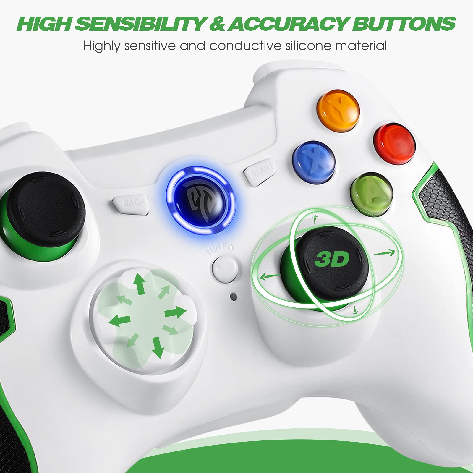 EasySMX Wireless Controller for PS3, PC Gamepads with Vibration Fire Button Range up to 10m Support PC (Windows XP/7/8/8.1/10), PS3, Android TV Box Portable Gaming Joystick
