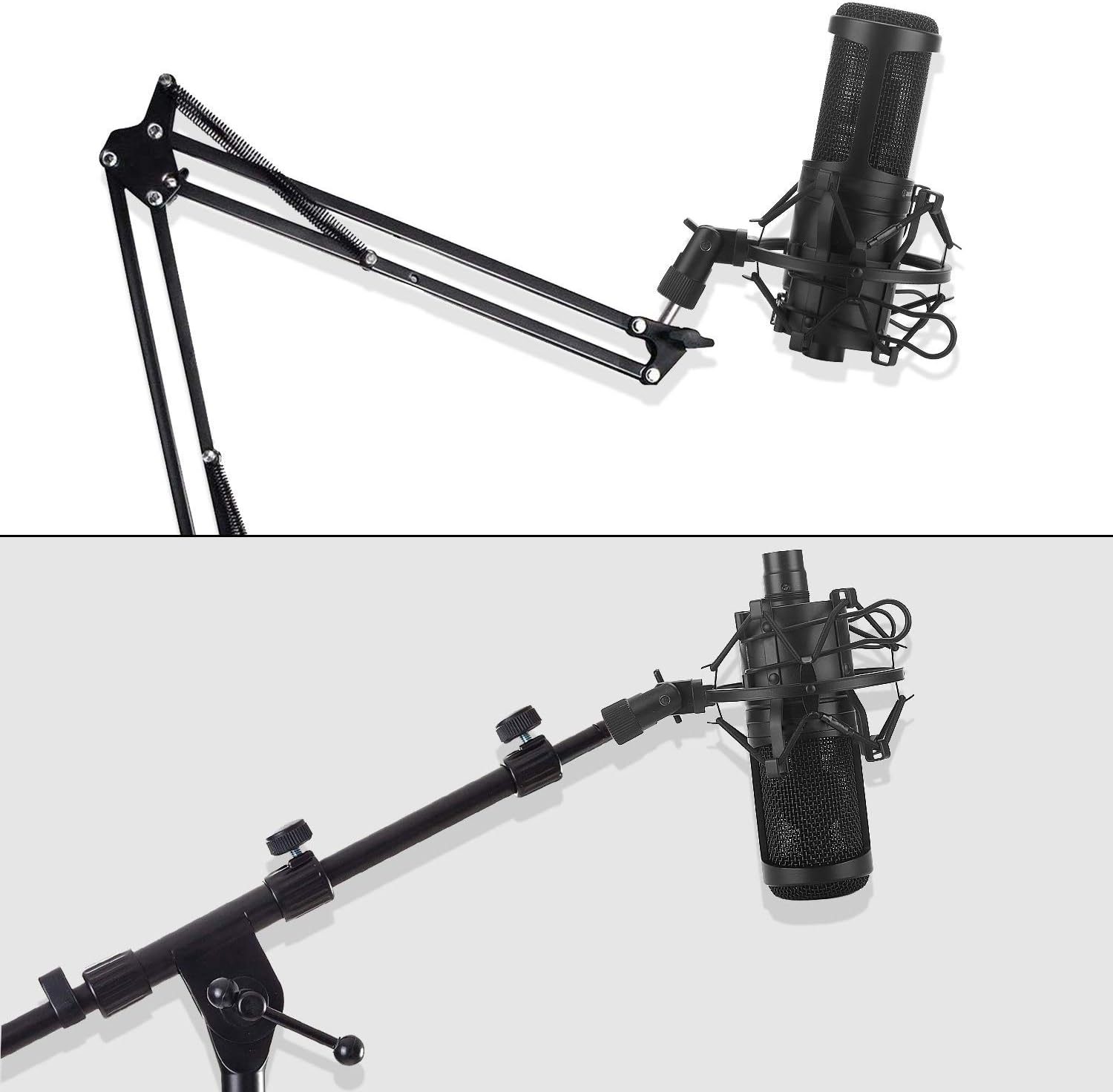 Microphone AT2020 Shock Mount with Pop Filter, PEMOTech Universal Shock Mount for 46mm-53mm Diameter Mic compatible for AT2020 Anti-Vibration Suspension Microphone Shock Mount Bonus Screw Adapter: Musical Instruments