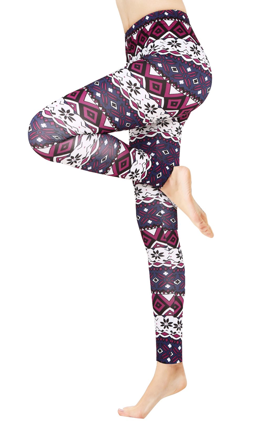Womens Ultra Soft Brushed Christmas Leggings Pants Purple Floral Print M
