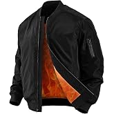 Flyplus Men's Winter Bomber Jacket Windproof Padded Coat with 4 Pockets | 160g Quilted Lining, Water-Resistant, 75D Polyester, 4 Pen Slots for Fall/Winter Commute &amp; Outdoor