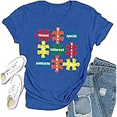 Qskall Autism Awareness Shirt for Women: Everyone Communicates Differently Tshirt Autism Advocate Tee Shirts