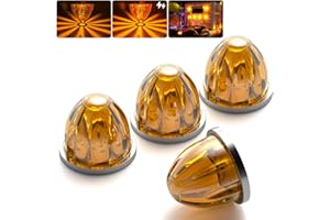 BJZ 4Pcs Amber Watermelon LED Strobe+Constant Marker Lights Dual Function Watermelon-Shaped Side Marker Clearance Tail Top Cap Roof Lights for Trailer Truck Semi-Trailer Heavy-Duty Truck Bus Van