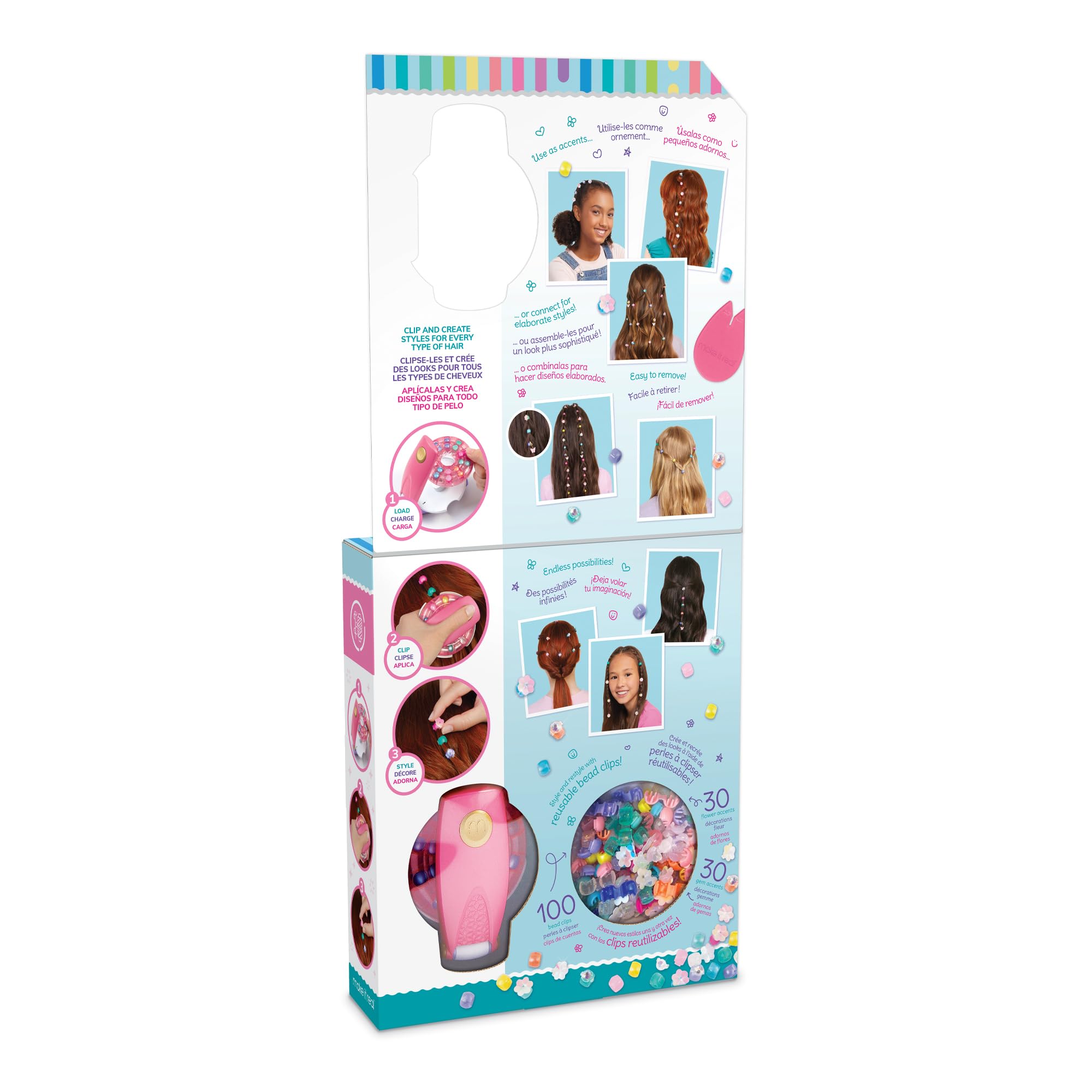 Make It Real: Snap N' Glam Hair Styling Set - Reusable Gems, Accents & Bead Clips, Create Unique Styles for Every Type of Hair, Girls & Kids Ages 8+