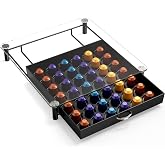 Deco Brothers Tempered Glass Coffee Pod Holder, Fits 42 OriginalLine Pods | Compatible with Nespresso OriginalLine Capsule, Black