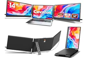 Cevaton Laptop Screen Extender, 14" FHD 1080P Triple Portable Monitor, Plug & Play Screen Extender, Auto Adjust Width Dual Monitor for 13" - 17.3" Laptops, Compatible for MacOS/Wins/Chrome/Dex