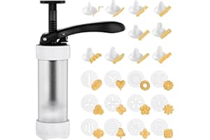 GDL Cookie Press Gun Set - Churro Maker with 12 Discs and 10 Cake Decorating Tips, Cookie Press for Biscuit Churro Making, Ca