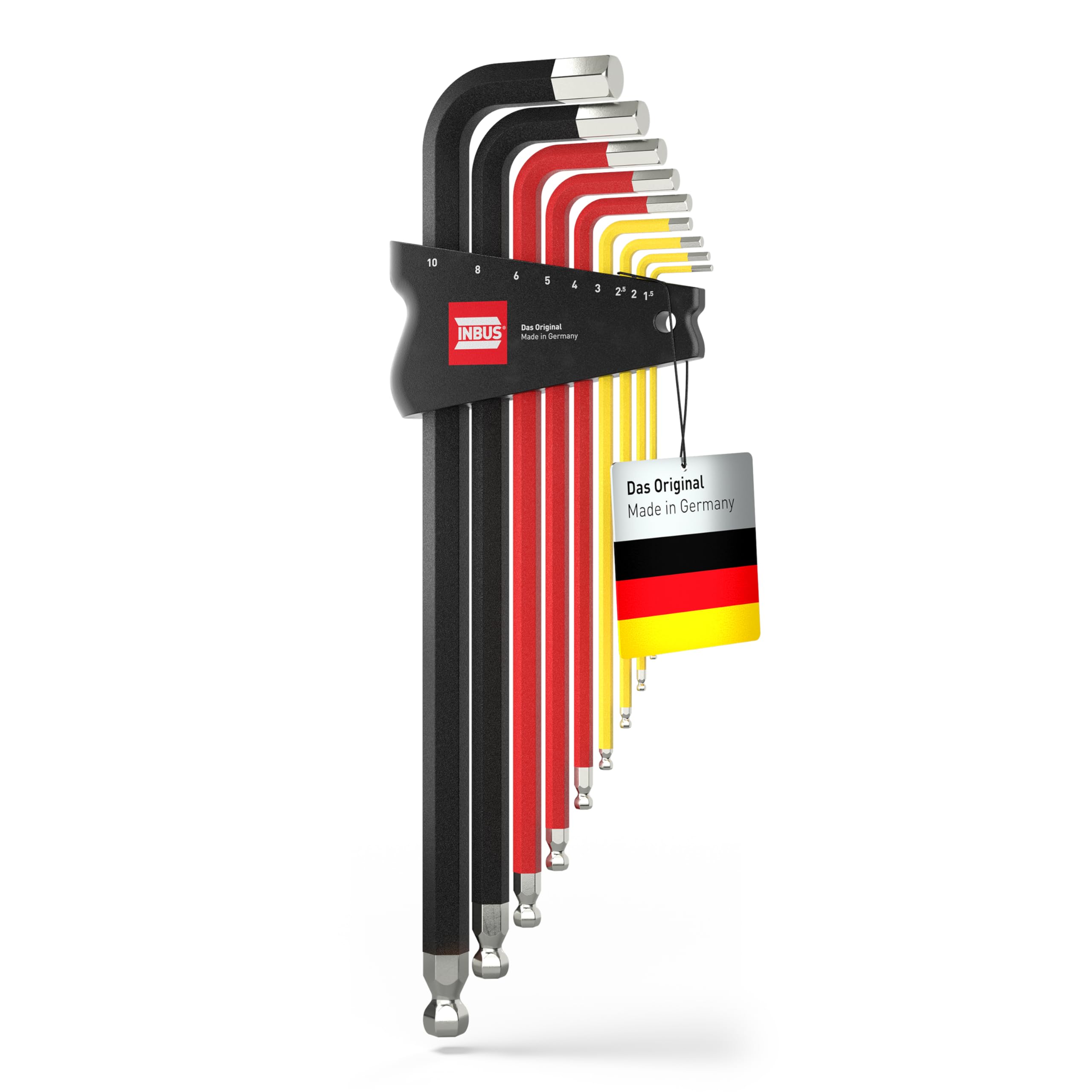 INBUS® 75558 DEUTSCHLAND Set 9tlg, 1.5–10mm, mit ColorGrip & Kugelkopf