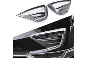 yhcdsea for 2020-2024 Tesla Model Y Front Fog Light Cover Trim Eyebrow Frame Decorative Accessories (Glossy Carbon Fiber Pattern)