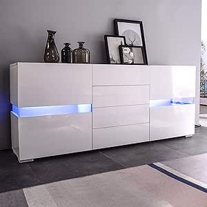 Mecor Aparador de buffet con luz LED, aparador de cocina y armario de