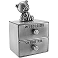 Mogoko Silver Tooth Box, Baby First Tooth and Curl Keepsake Box Set, Kids Teeth Fairy Holder for Boy or Girl