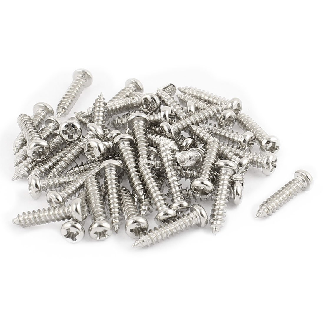 sourcing map 100pcs M2.5 x 12mm Stainless Steel Phillips Pan Round Head Self Tapping Screws
