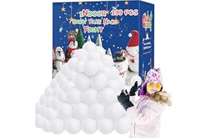 HOMIAR 100 Pack Snow Fake Balls, Soft Artificial Snow Toy Balls, Indoor Snow Fight Ball Set for Multiplayer Outdoor Parent-Child Throwing Game Winter Home Christmas Decorations DIY Party Gift