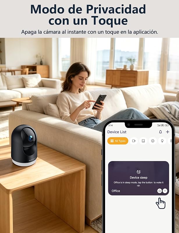 Cámara Interior 2K, cámara para Mascotas con detección de Movimiento, cámara de Seguridad para el hogar CCTV Wi-Fi con visión Nocturna, Funciona con Alexa/Google, sin Tarifa mensual