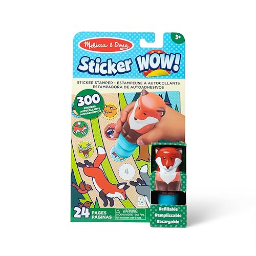 Melissa & Doug Sticker Wow!™ 24-Page Activity Pad and Sticker Stamper, 300 Stickers, Arts and Crafts Fidget Toy Collectible Character – Fox - for Kids Ages 3+ - FSC Certified