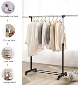 Vivo Technologies Adjustable Mobile Tidy Clothes Rail Rack with Castors view 3