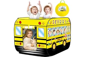 Britik Pop up Play Tent for Kids Aged 1-3 Years Old Boys and Girls : School Bus Tent Playhouse Toy Play Tents for Toddlers 3-5 Kids Tent Indoor Outdoor Playhouse Toys for 1 + Year Old, School Bus