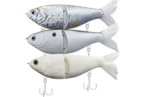 HADORAM Lure Slow Sinking Glide Bait with Fur Tail Lifelike Fishing Tackle for Trout Shad Bass Musky