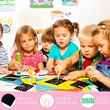 Vicloon Rainbow Scratch Art 50Pcs Notes with 4 Stencils 5 Stylus 8.5x8.5CM view 4