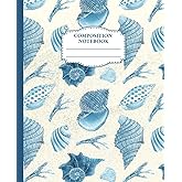 Coastal Granddaughter Composition Notebook: Wide Ruled 110-Page Aesthetic Blue Seashell Journal For Kids, College Students, Teachers, School, Office, or Work