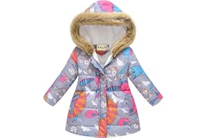 Miss Bei Girl's Winter Coat Jacket Hooded Kids Toddler Flower Print Parka Outwear Warm Cotton Puffer Hooded Jacket