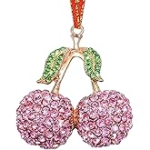 HEYINSHEN Cherry Christmas Ornament Metal Cherry Ornament for Christmas Tree Pink Rhinestones Cherry Ornament Cherry Figurine Home Decor Xmas Wedding Birthday Decoration Gifts for Girls Kids Woman