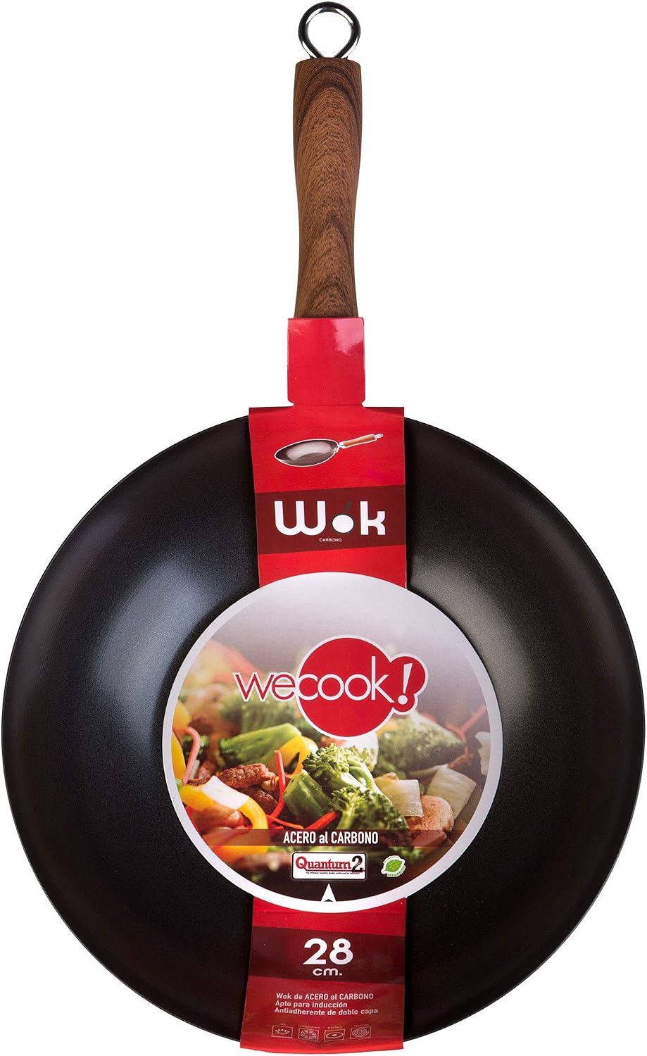 WECOOK! Carbono Wok Induction 24 cm, Non-Stick Titanium Quantanium 3-Layer Ecological PFOA-Free, Carbon Steel - Image 4