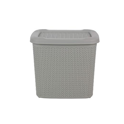 All Time Cresta Knit PPHP-Plastic Basket with Lid