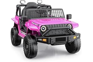 YunTopKids Ride On Truck,12V7AH Electric Jeep Car for Toddlers 1-3, Power Wheels with Parent Remote Control for Kids Christmas & Birthday Gift,Pink