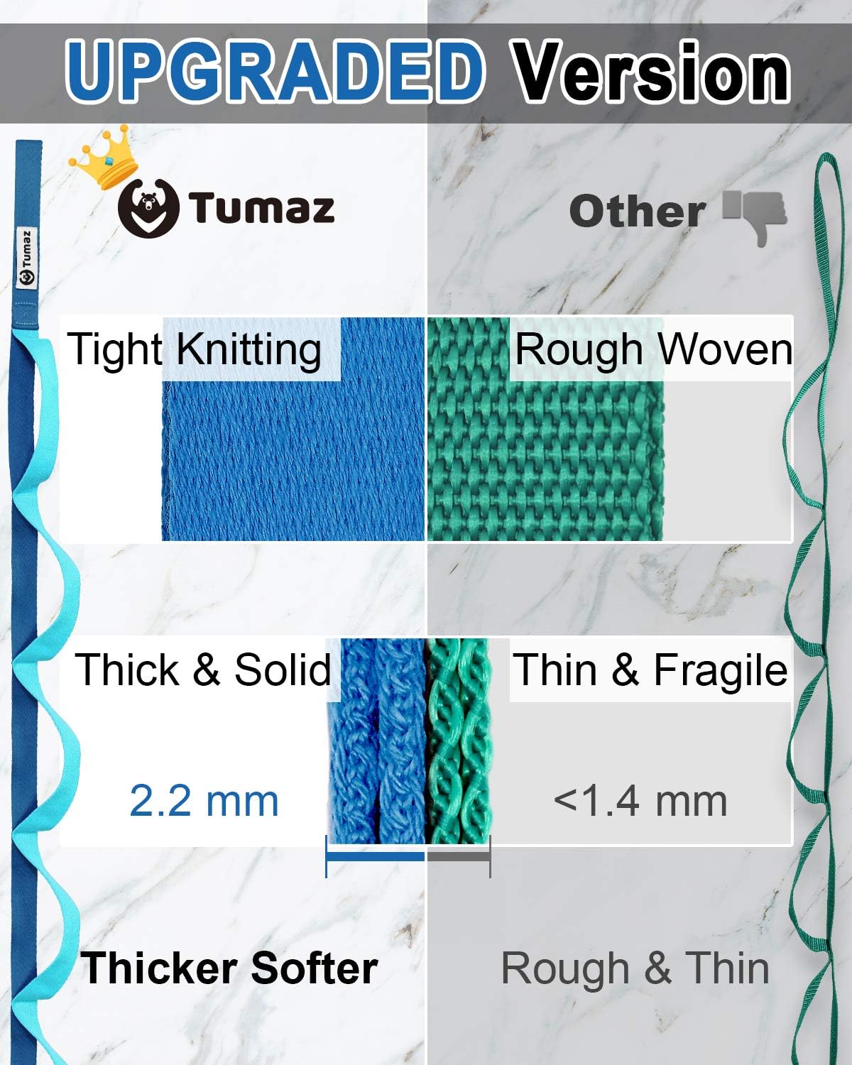 Tumaz Stretch Strap - 10 Loops & Non-Elastic Band - The Perfect Home Workout Stretching Strap for PT(Physical Therapy Strap), Yoga, Pilates - [Extra Thick, Durable, Soft - with Travel Bag] : Sports & Outdoors
