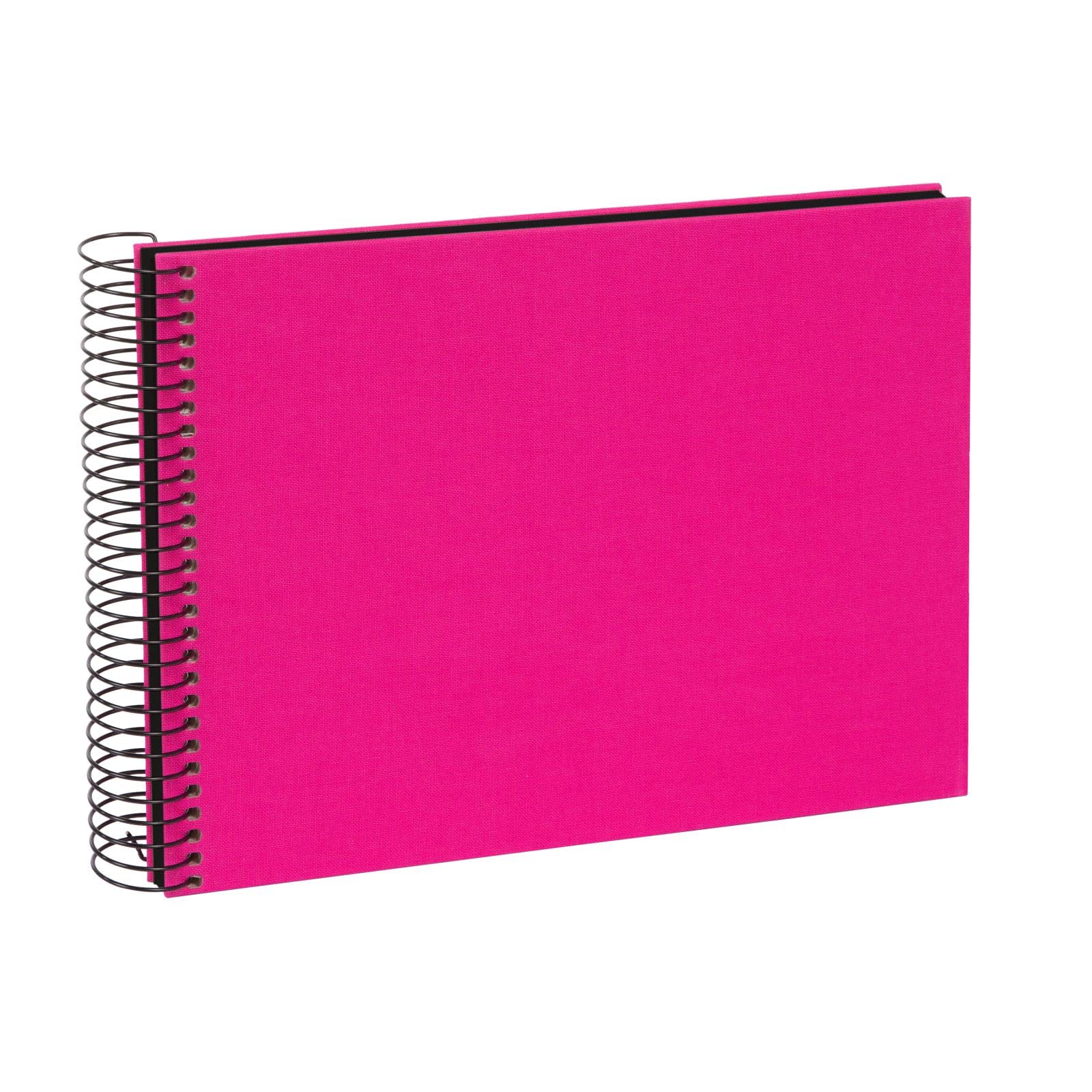 goldbuch Bella Vista, Linen Spiral Bound Memory 40 Book for Gluing, Photo Album, Paper, Pink (Black Pages), ca. 24 x 17 x 2,8 cm