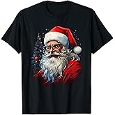 Santa Claus Silhouette Christmas Sunglasses Caricature T-Shirt