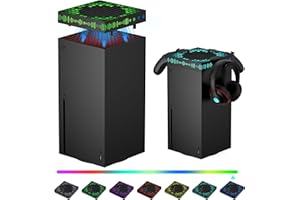 Narati Cooling Fan for Xbox Series X- RGB Light Strip & 3 Detachable Hook- 4 in 1 Top Fan Cooling System with Built-in Dust Filter- 3 Level Adjustable Speed Fan Cooler & Independent Fan Switch